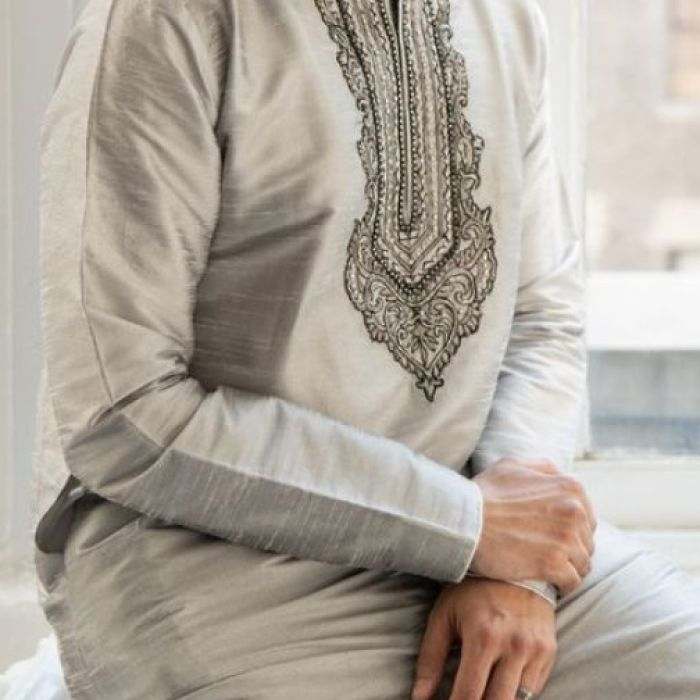 Beige Cotton Panjabi detail 2