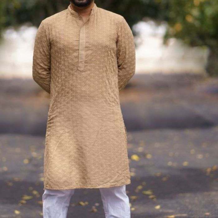 Light Grey Cotton Panjabi detail 1